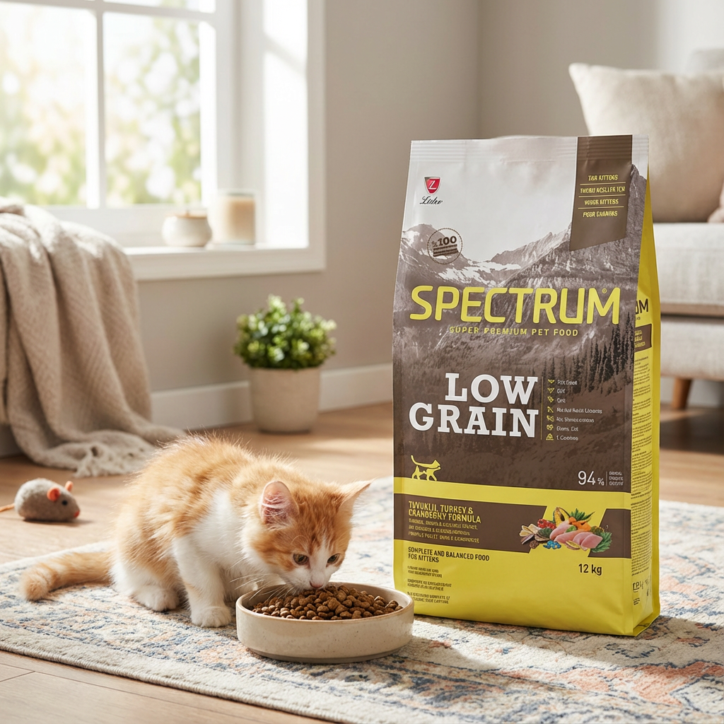Spectrum Low Grain Tavuklu, Hindili ve Kızılcıklı Yavru Kedi Maması 12+1kg