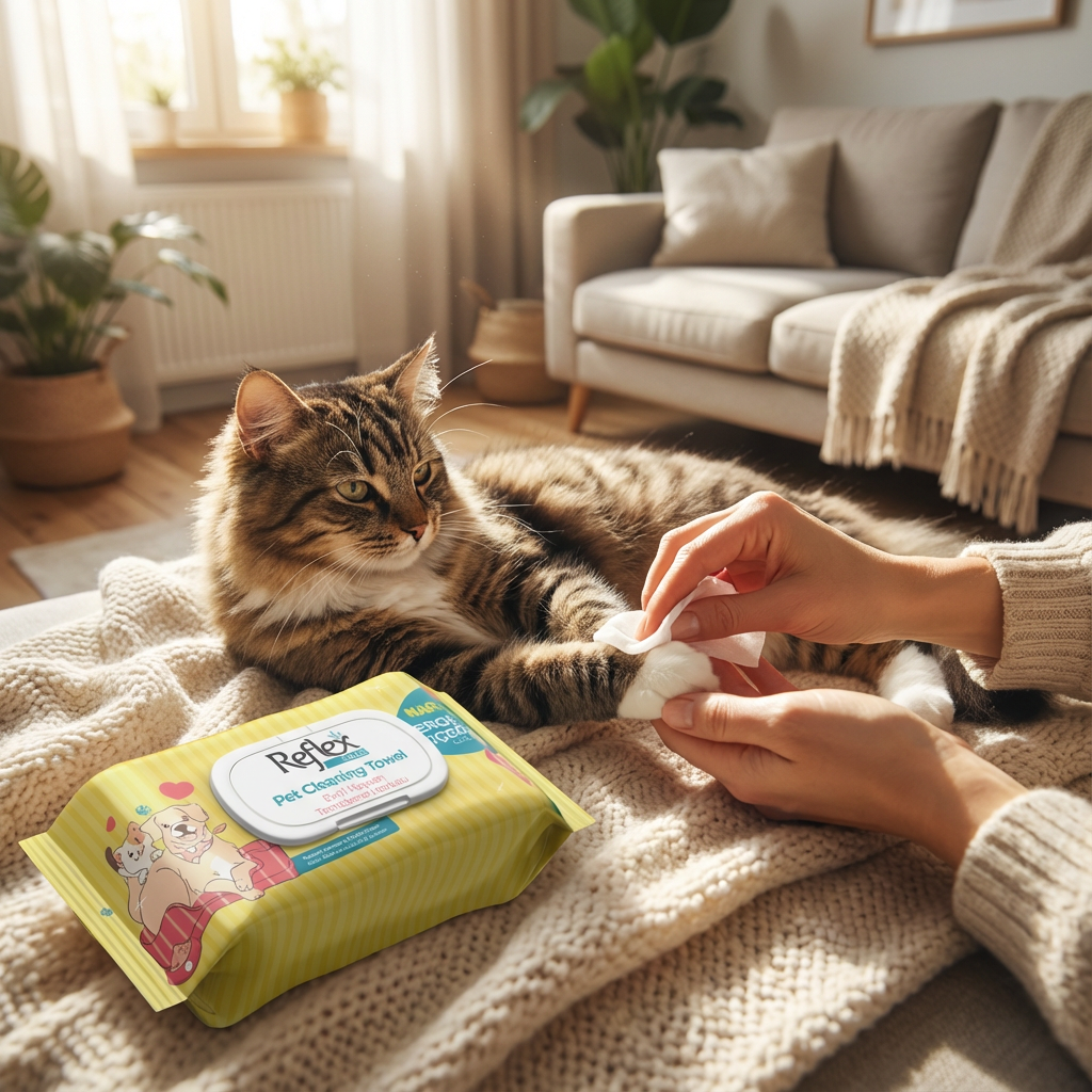 Reflex Care Evcil Hayvan Temizleme Havlusu Nergis Çiçeği Kokulu 50'li