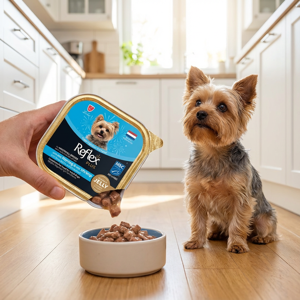 Reflex Plus Jöle İçinde Et Parçacıklı MSC Ringa Balıklı ve MSC Karidesli Mini ve Küçük Irklar için Yetişkin Köpek Maması 85 g