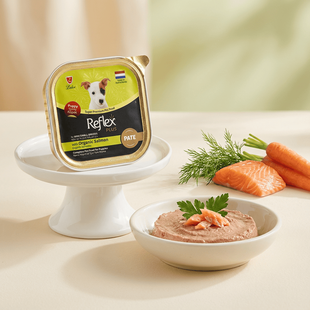 Reflex Plus Pate Organik Somonlu Mini ve Küçük Irklar için Yavru Köpek Maması 85 g