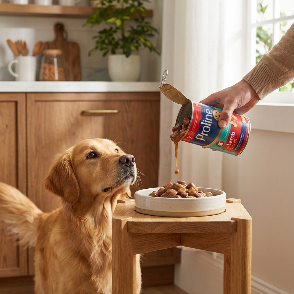 Proline Kuzu Etli Yetişkin Sos İçinde Et Parçacıklı Konserve Köpek Maması 400GR x 12 Adet