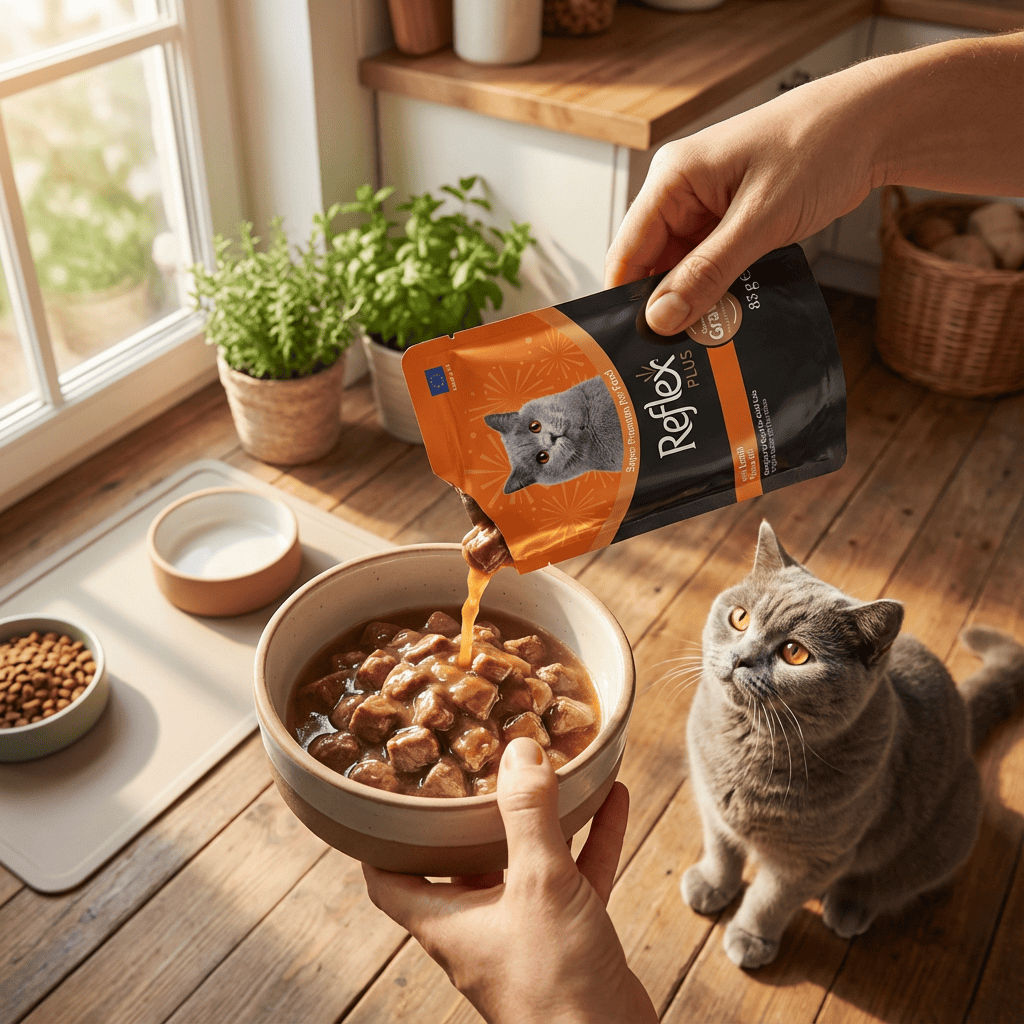 Reflex Plus Sos İçinde Et Parçacıklı Kuzu Etli Yetişkin Kedi Maması 85g x 22 Adet