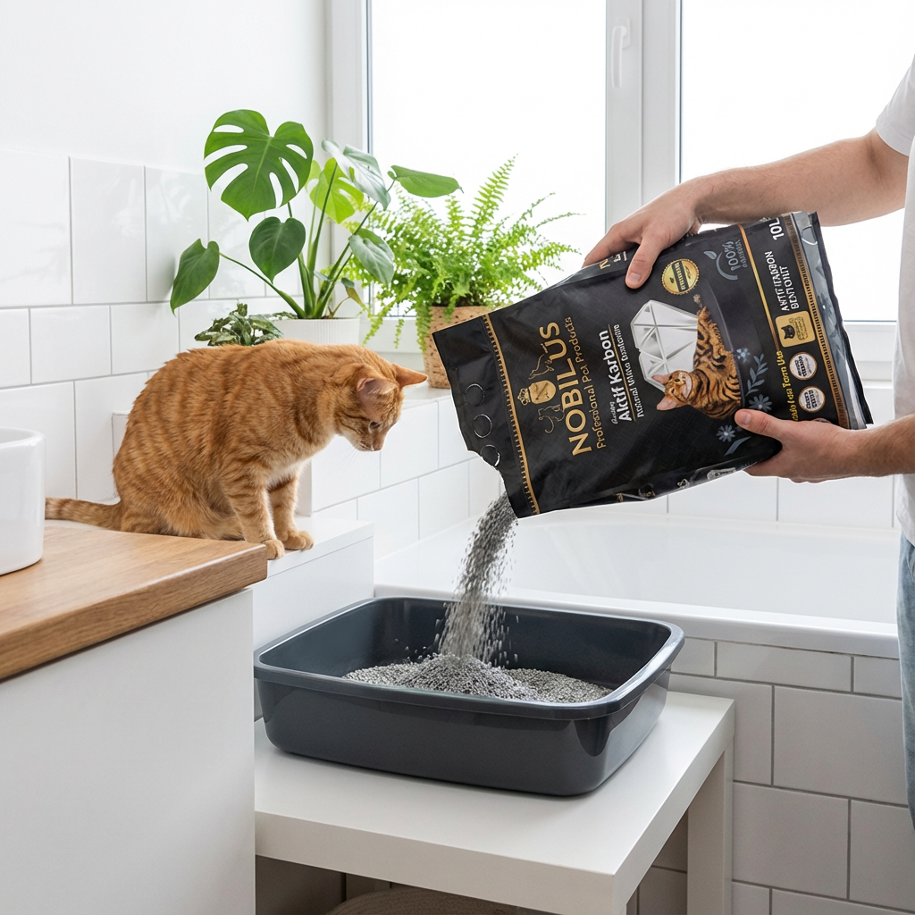 NOBİLUS Aktif Karbon Bentonit Kedi Kumu 10 Lt