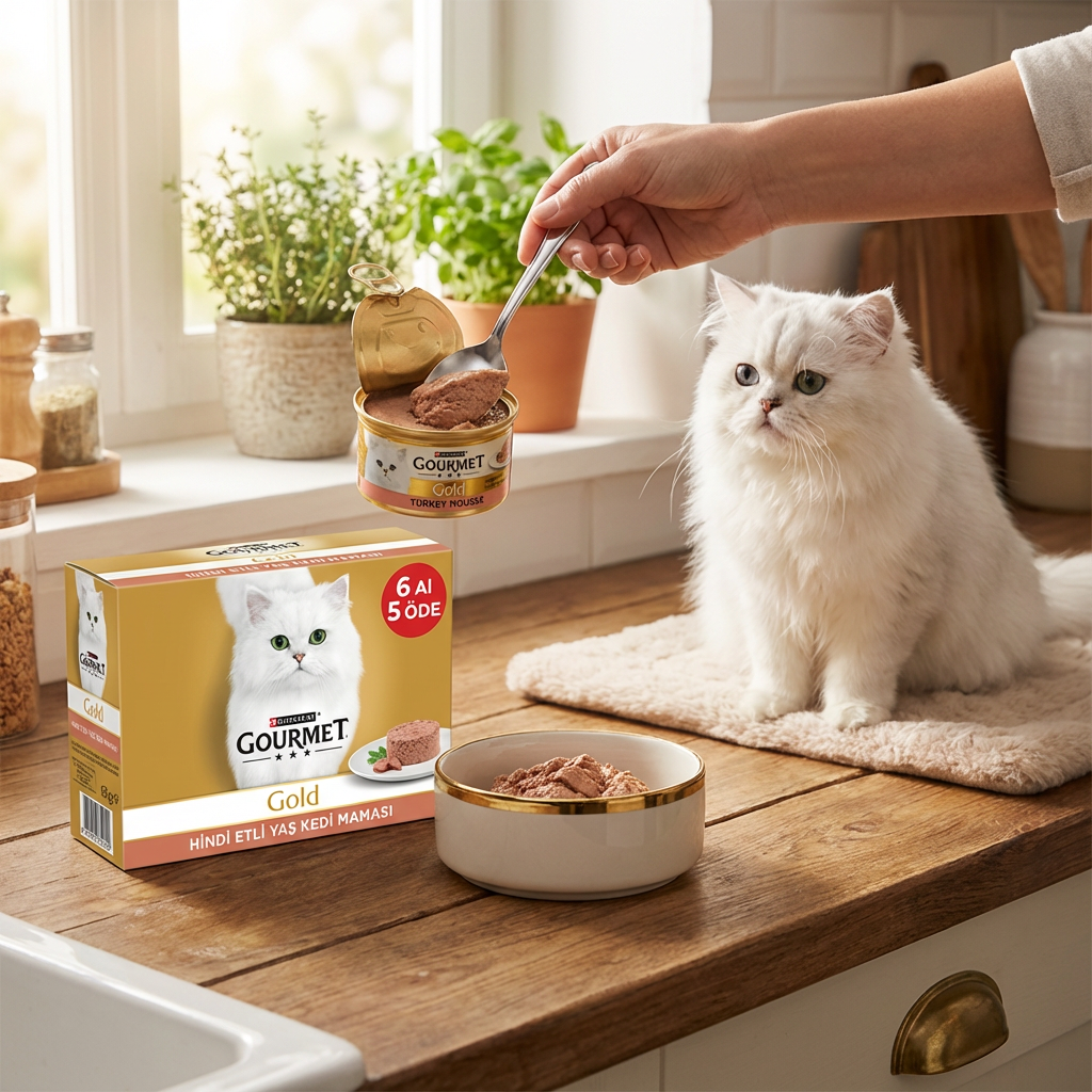 Gourmet Gold Hindi Etli Yaş Kedi Maması 85 gr 6 Al 5 Öde