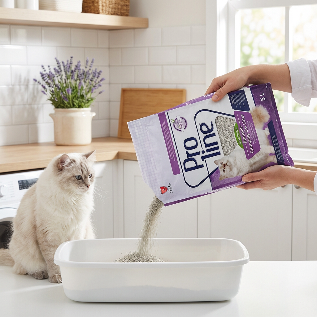 Proline Lavanta Kokulu İnce Taneli Topaklaşan Bentonit Kedi Kumu 5 lt